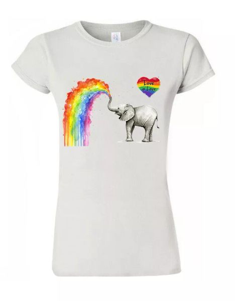 

Love is Love T Shirt LGBT Elephant Rainbow Parade Day Gay Unisex TShirt M618, Mainly pictures