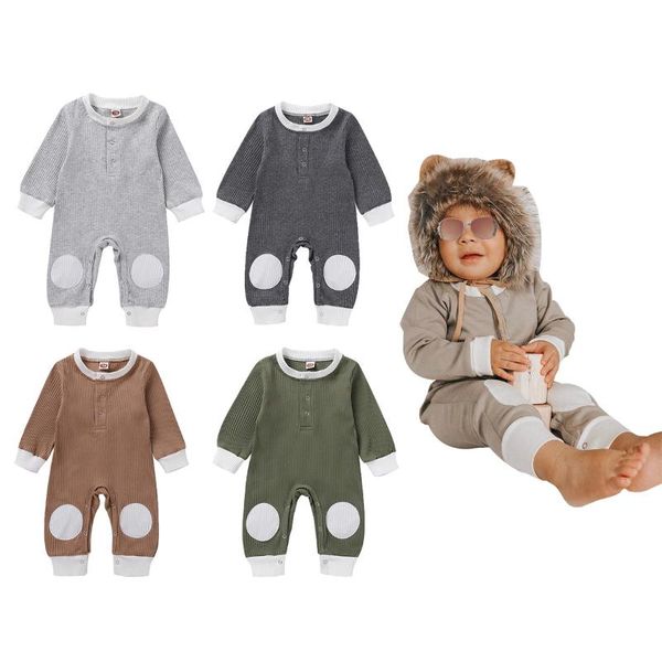 

autumn baby romper boys girls long sleeve solid color born 0-18m jumpsuits, Blue
