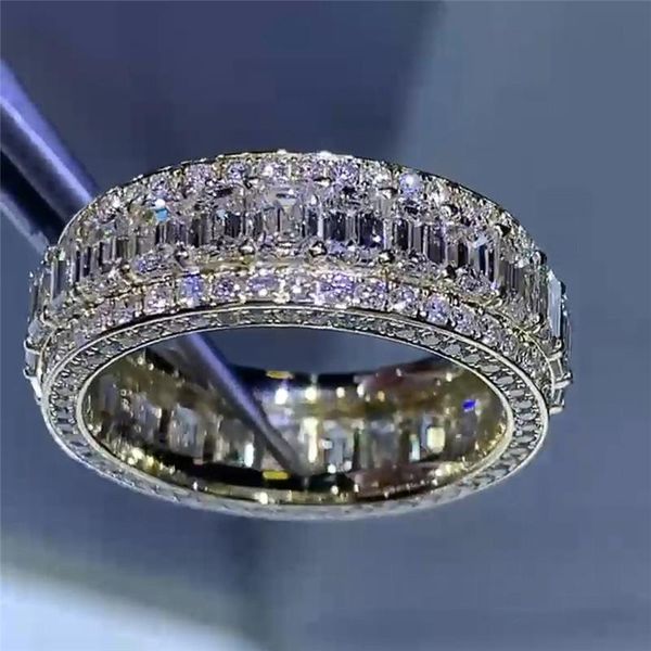 

choucong brand luxury jewelry 925 sterling silver fill full t princess cut white z cz diamond gemstones party moissanite women wedding b, Slivery;golden