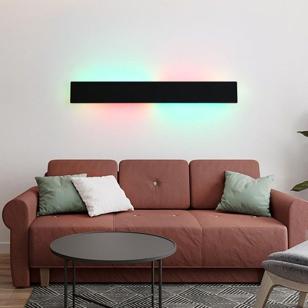

nordic minimalism rgb led wall lamp with remote control indoor background light bedside living room home party decor