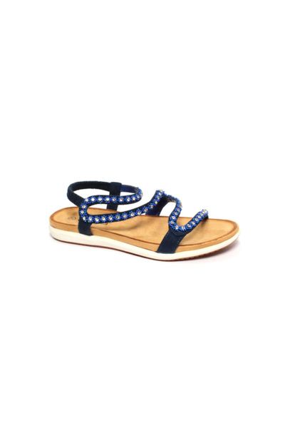

sandals gemstone beaded orthopedic women blue, Black