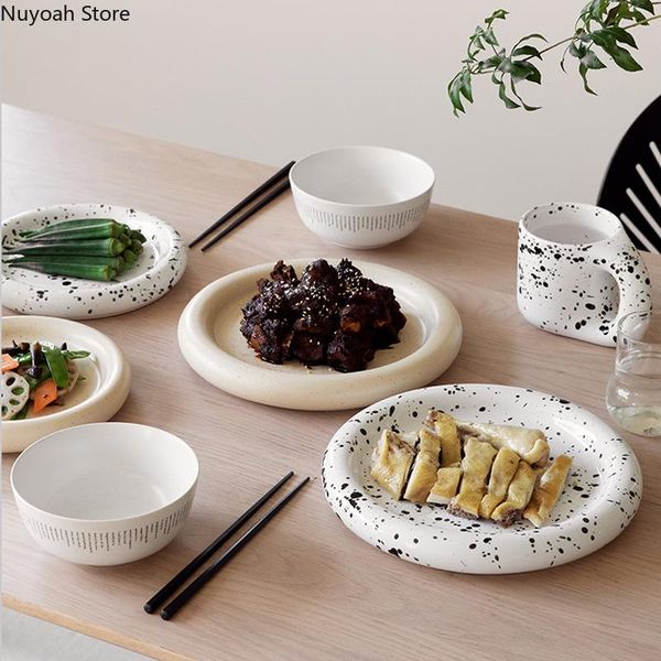 

dishes & plates nordic creative bone china dinner plate 10 inch round flat pure color home living room western steak