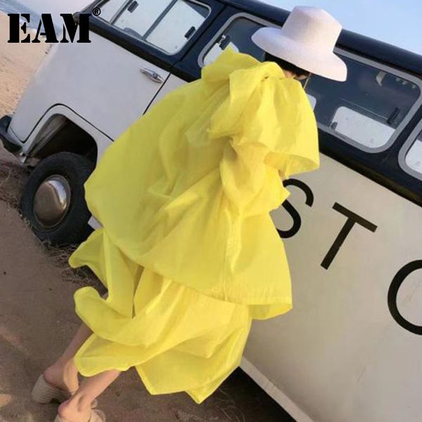 

[eam] big size ruffles dress long two pieces suit slash neck long sleeve black loose women fashion summer 1dd7473 21512, Black;gray