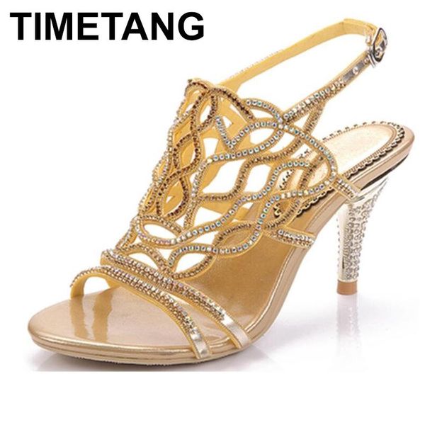 

dress shoes timetangbig size women genuine leather thin high heels open toe sandals lady cut gold silver black summer e1057