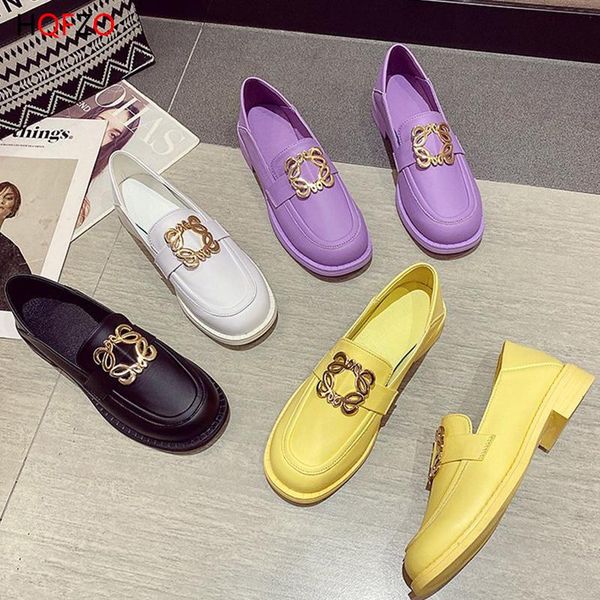 

women pumps low heels round toe leather buckle loafers 2021 slip on spring shoes mujeres dress, Black