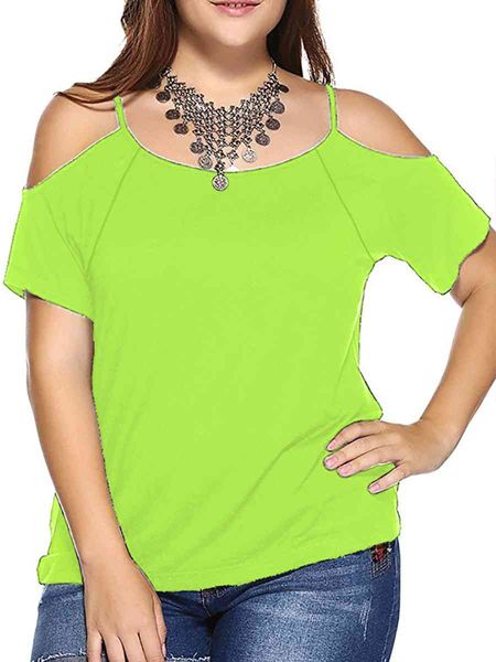 

women's plus size summer large off shoulder short sleeve t-shirt a1670