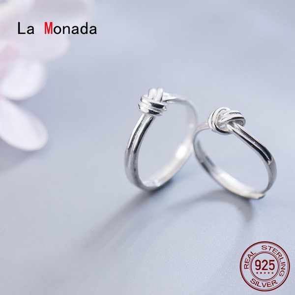 

cluster rings la monada knot couple women ring 925 sterling silver minimalist for fine jewerly woman adjustable, Golden;silver