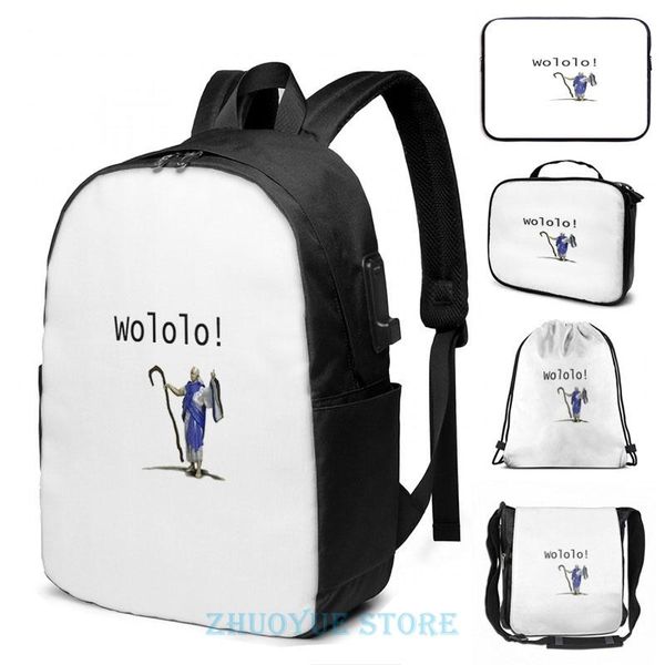 

backpack funny graphic print wololo - age of empires ii usb charge men school bags women cosmetic bag travel laptop