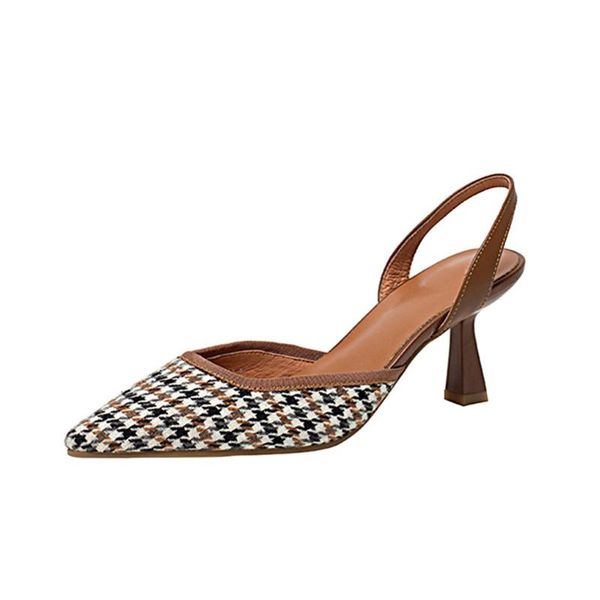 

sandals 2021 summer high-heeled women's french pointed stiletto shoes fashion color matching high heels ladies, Black