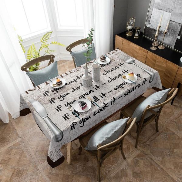 

table cloth kitchen rules retro wood grain living room decoration cover placemat picnic blanket
