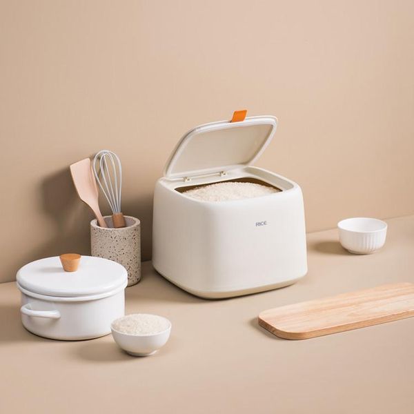 

Nordic Kitchen Rice Storage Box Plastic 10kg Large Capacity Container Mildew Anti-Oxidation Bottles & Jars