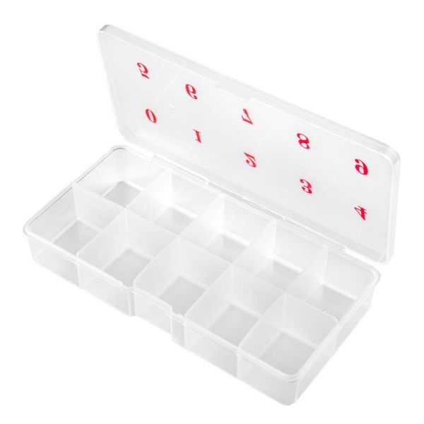 

nail art equipment 1 box fake tips storage empty 9 hole jewelry accessory plastic nine grid crystal gem organizer container, Silver