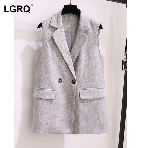 

women's suits & blazers [lgrq] women casual gray temperament blazer notched neck sleeveless loose fit jacket fashion tide spring autumn, White;black