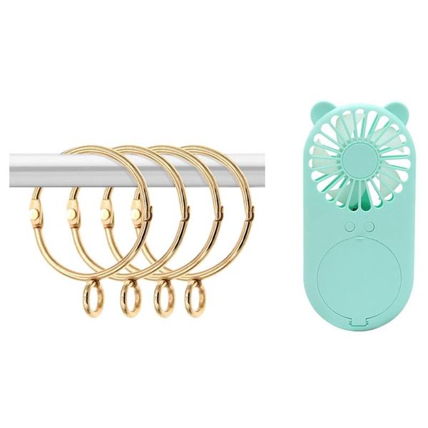 

electric fans 30 pcs open and close metal rust proof loops with eyelet & 1pcs usb rechargeable pocket mini handheld led light fan