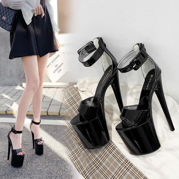 

sandals 20cm stage walk show cut-out size 35 to 41 super high heel, Black