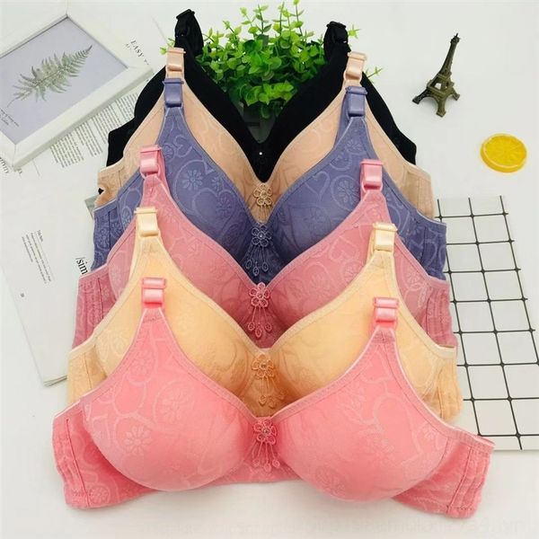 

gy0v special jacquard three row breastless for woen's underwear iddle-aged and elderly womenspecial jacquard bra three row breastless b, Red;black