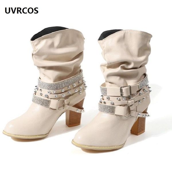 

boots the winter thick with belt buckle, Black