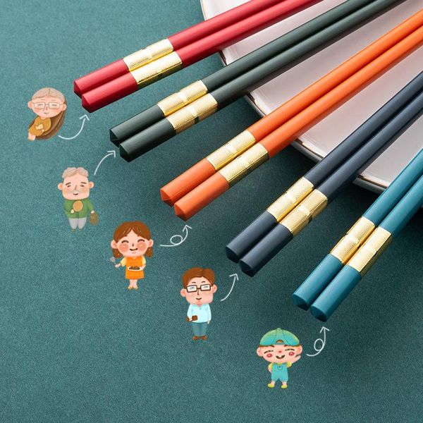 

chopsticks vacclo alloy 5 pairs/set green eco-friendly kitchen tableware elegant for rice fish beef home flatware