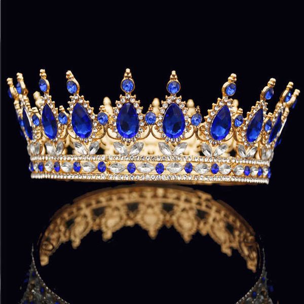 Nuovi disegni Royal Queen King Tiara nuziale Corona per gioielli per capelli da sposa Cristallo rotondo Diadema Ornamenti per capelli per ragazze Accessori X0625