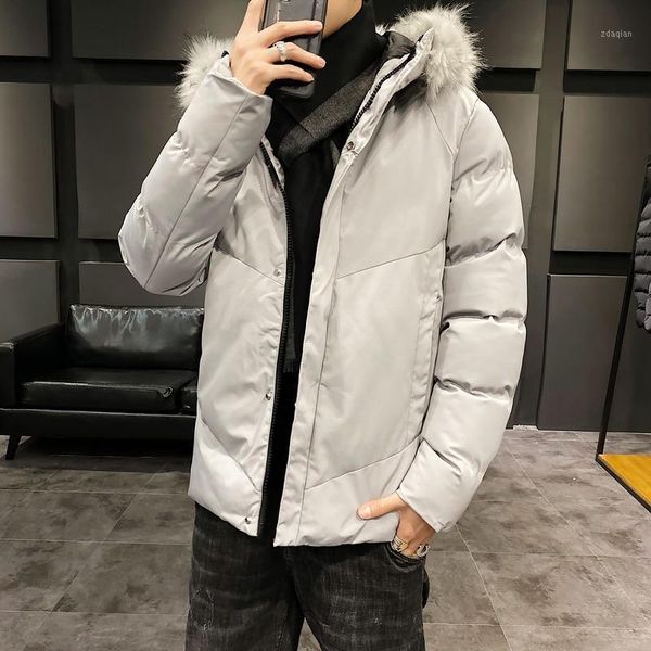 

men's down & parkas coat with cotton padded jacket fashion brand in winter, Black