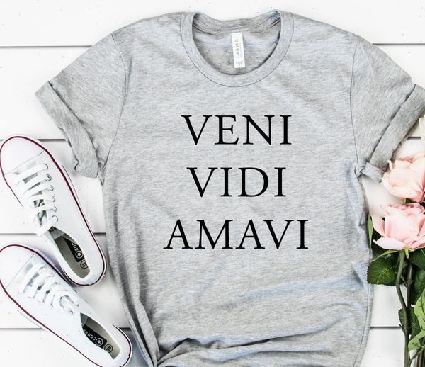 

veni vidi amavi cotton casual womens t shirts funny yong girl tee higher quality drop ship s 483, White