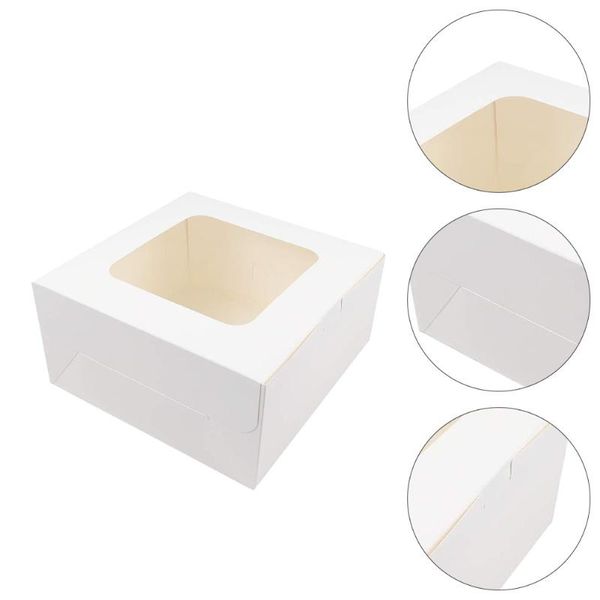 

gift wrap 5pcs cake dessert packing boxes with window paper bakery cupcake (white)