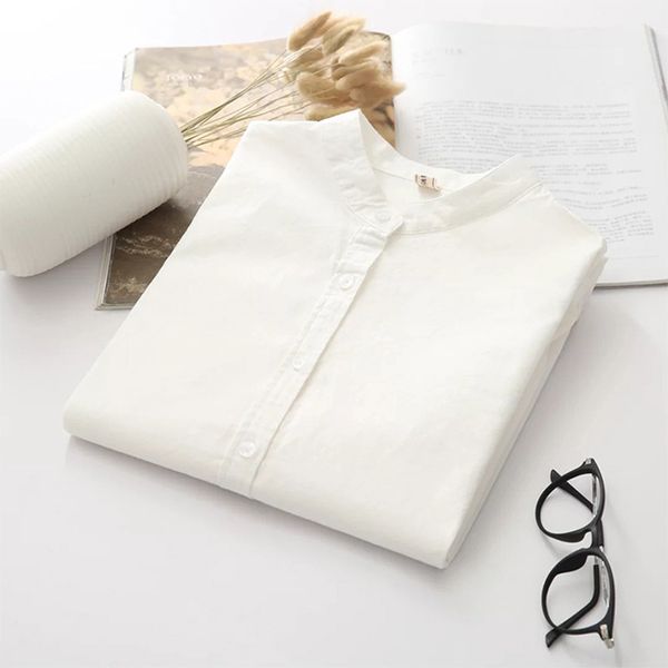 

long sleeve white blue womens oxford shirts plus size new casual woman office blouse female wear ladies 210419