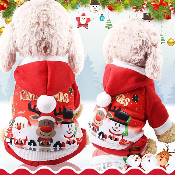 

dog apparel pet christmas costume coat warm red pattern hoodied sweatshirts cute 2021 winter fashion
