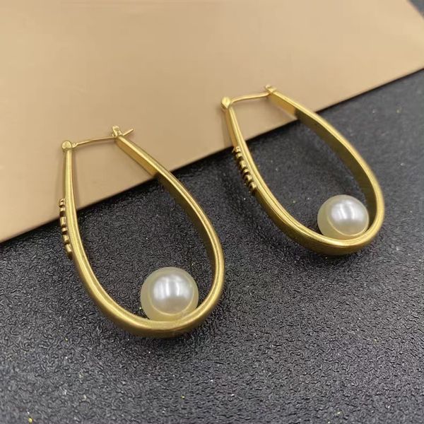 

2021 luxury designer jewelry / oval pearl earrings ornaments female ja letter earrings, Golden;silver