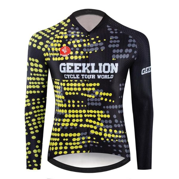 

geeklionteam maillot racing bike shirt quick road long sleeves cycling jersey ciclismo sports wear jackets, Black;red