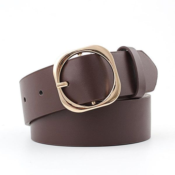 

belts fashion gold round buckle female leather wide strap for leisure dress jeans decoration women's belt cinto feminino, Black;brown