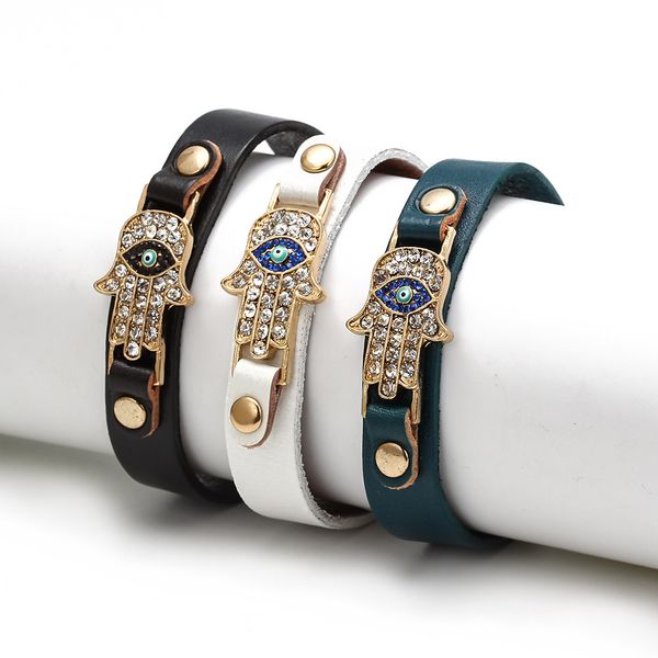

fashion leather palm bracelet women diamond set eye bracelet evil eye lucky bracelet dropshippingdio chan contact, Silver