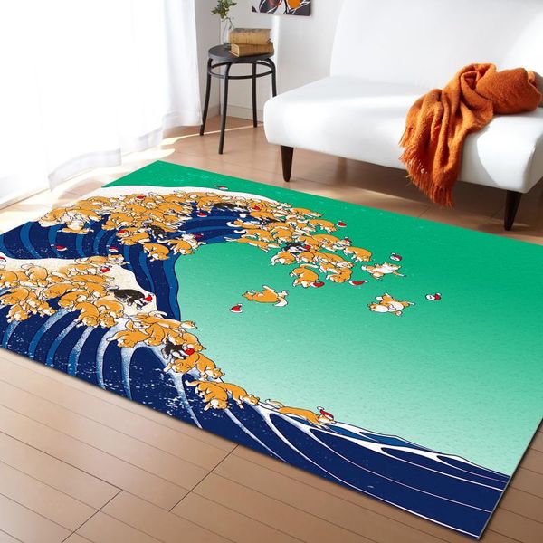 

carpets shiba inu the great wave carpet for home living room bedroom bedside decor large area rug kids crawl mat