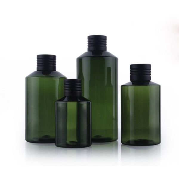 

storage bottles & jars 10pcs plastic container light avoiding bottle empty dark green black aluminum cap inner plug 50ml 100ml 150ml 200ml