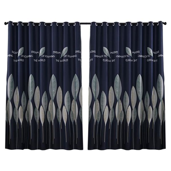 

curtain & drapes blackout window curtains panel large leaves pattern grommet thermal insulated for home bedroom decoration