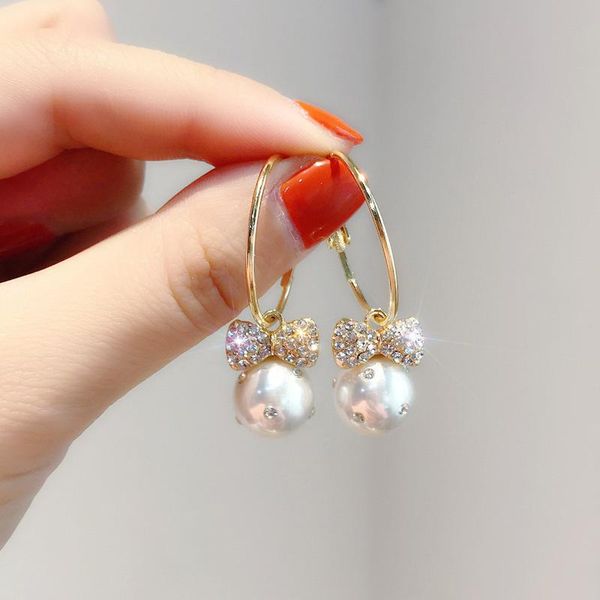 

trend south korea earrings pearl net red personality fashion temperament earring ear jewelry gift dangle & chandelier, Silver