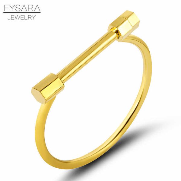 

fysara brand punk jewelry hexagon tool d bracelets upper arm lover screw bangles men stainless steel horseshoes bracelets q0717, Black