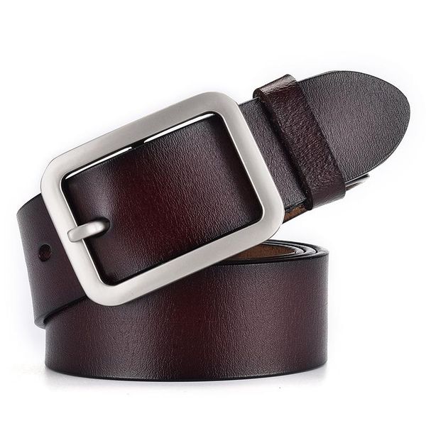 

belts men's and women's genuine leather belt superior quality alloy pin buckle brand designer leisure time fashion cowboy waist, Black;brown