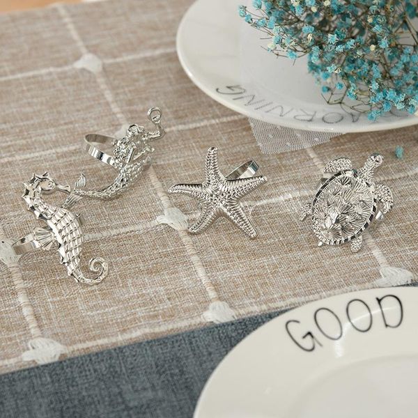 

napkin rings 6pcs/metal ocean series ring table decoration accessories for family gathering wedding banquet el western