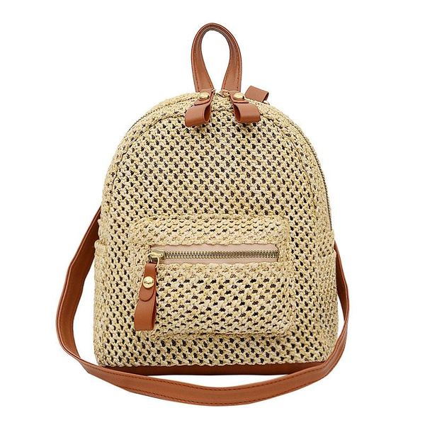 

outdoor bags fashion straw backpack ladies bag travel mini