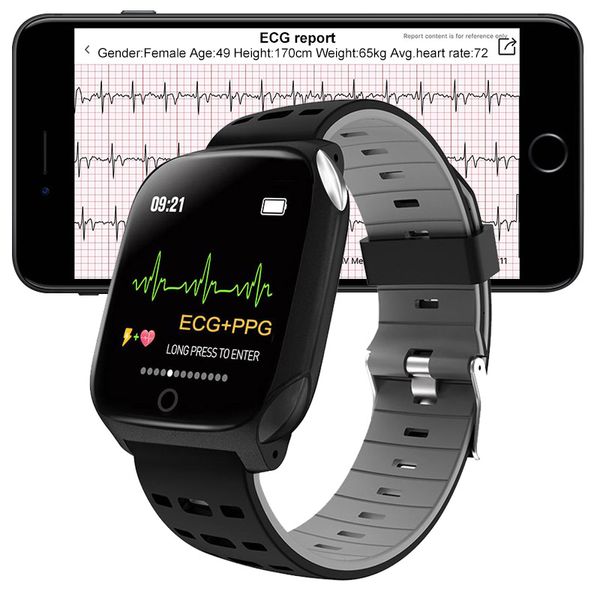 F16 Smart Watch ECG + PPG Medição Pressão arterial Frequência de Coração Recebimento Lembrete Informações Fitness Tracker Esporte Pulseira PK IWO 13 Pro SmartWatch