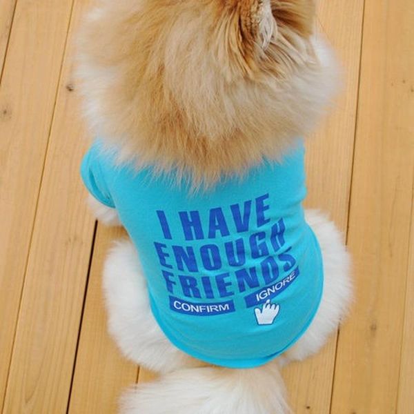 

dog apparel spring autumn leisure style pet clothing comfortable breathable fashion cute cotton letter t-shirt bichon small