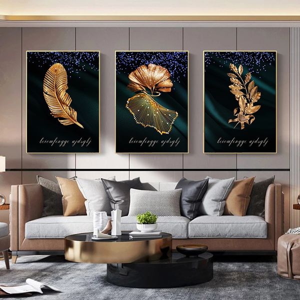 

unframed painting nordic modern golden banana leaf decorative wall art poster