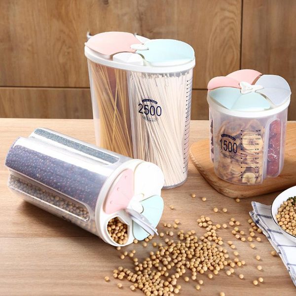 

storage bottles & jars 3 color crisper grains transparent measure cup sealed box tank household kitchen containers for dry cereals