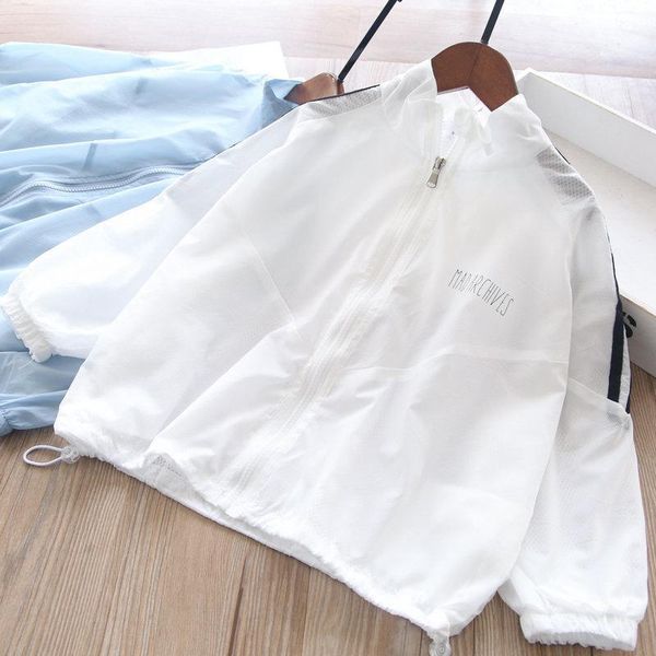

summer girls sunscreen children's clothing wholesale jackets, Blue;gray