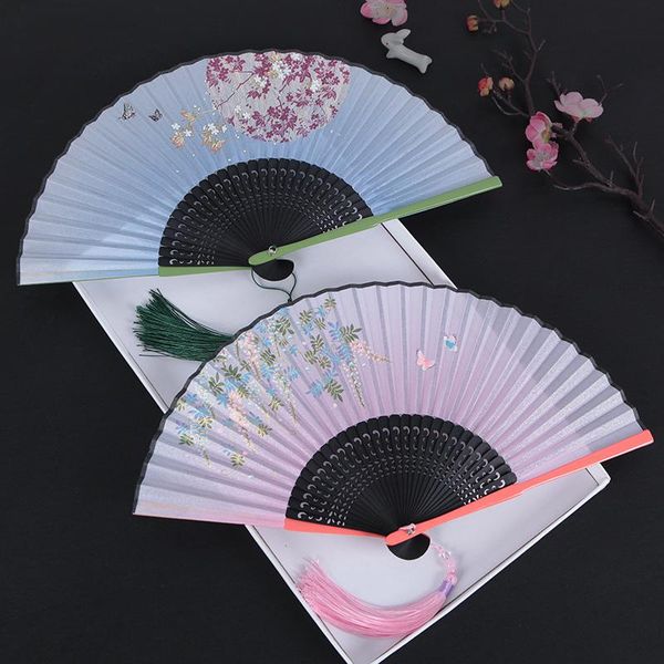 

chinese hand fan summer classical bamboo dance fans portable lady silk abanicos para boda abanico de mano gift other home decor