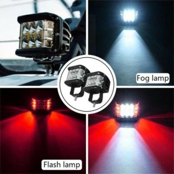 

working light lamp work pods suv side shooter waterproof white & red 10-30 v dc