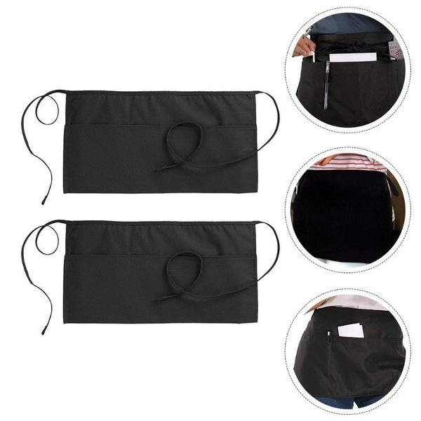 

aprons 2pcs chef waiter half-length kitchen supplies (black)