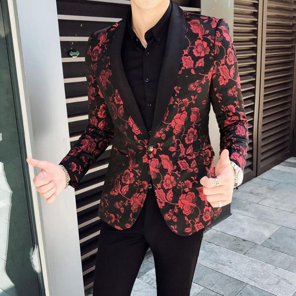 

men's suit large british bridegroom dress wedding host jacket men slim blazer europe and america casual party coat suits & blazers, White;black