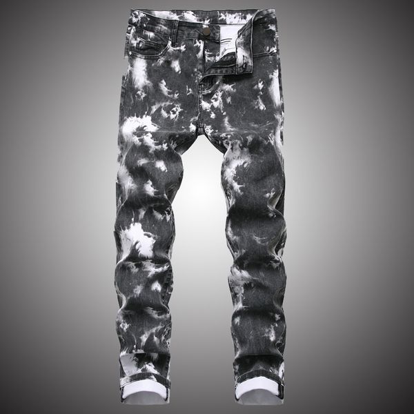 

men's jeans hip hop streetwear tie dye men fashion multicolor denim pants elastic slim fit dance pant good quality bp076 q854, Blue